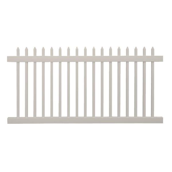 Weatherables Abbington White Vinyl Picket Fence Panel Kit - 3 ft. H x 8 ft. W