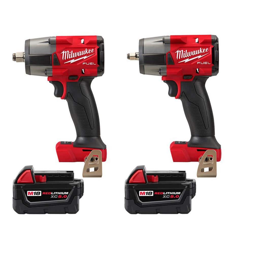 Milwaukee M18 FUEL 18V Lithium-Ion Brushless Cordless 1/2 in. and 3/8 in. Impact  Wrench (2-Tool) with (2) Batteries 2962-20-2960-20-48-11-1850-48-11-1850  The Home Depot