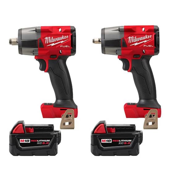 Milwaukee M18 FUEL 18V Lithium-Ion Brushless Cordless 1/2 in. and 3/8 in. Impact Wrench (2-Tool) with (2) Batteries