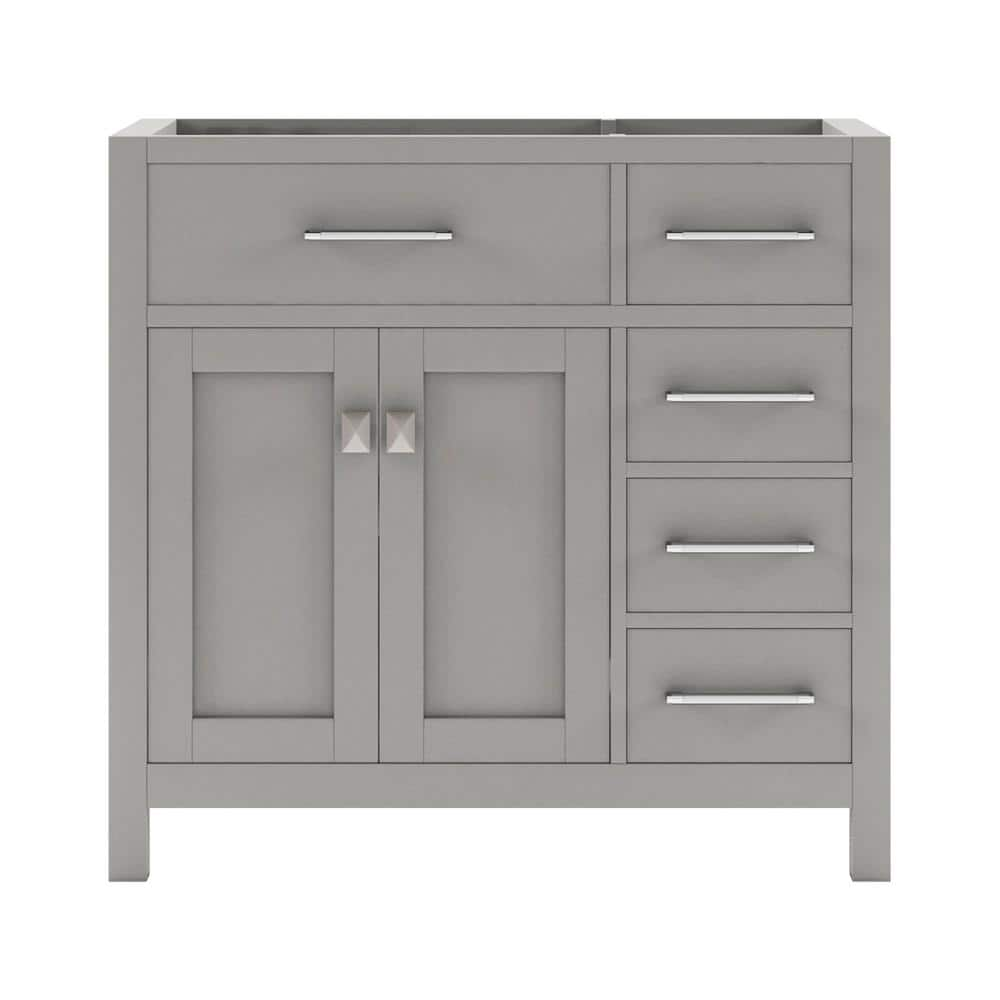 Caroline Parkway 36 in. W x 22 in. D x 35 in. H Bath Vanity Cabinet without Top in Gray -  Virtu USA, MS-2136R-CAB-GR