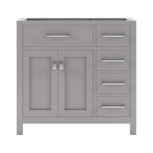 Caroline Parkway 36 in. W x 22 in. D x 35 in. H Bath Vanity Cabinet without Top in Gray