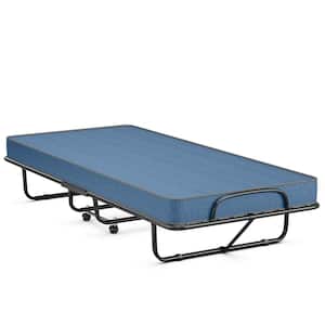 Rollaway Guest Bed with Sturdy Steel Frame and Wheels-Navy