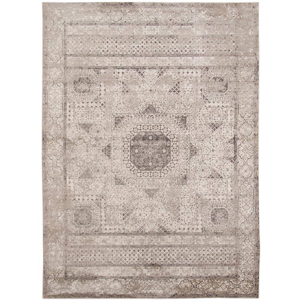 Camilla Fiona Light Gray/Ivory 3 ft. 11 in. x 5 ft. 7 in. Transitional Medallion Polyester Area Rug price history on PriceWatchPro