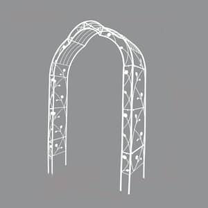 98.40 in. White Metal Outdoor Garden Arch Arbor Trellis with 8 Styles, Wedding Arch Party Events Archway