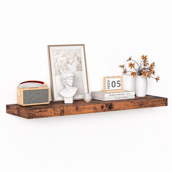 Unbranded 36 in. W x 10.3 in. D Rustic Brown Floating Decorative Wall Shelf