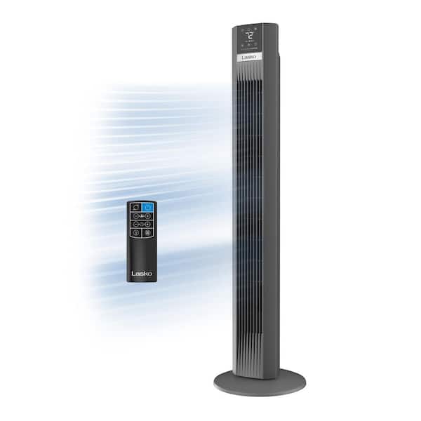 48 in. 12-Speed Tower Fan in Gray with DC Motor, Whisper Quiet, 4-Fan Modes, 12-Hour Timer, Remote Control, 12 in. Dia
