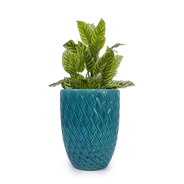 16.5 in. x 21.2 in. Blue Ceramic Flowerpot with Drainage Hole, Modern Planter for Patio, Garden, Windowsill
