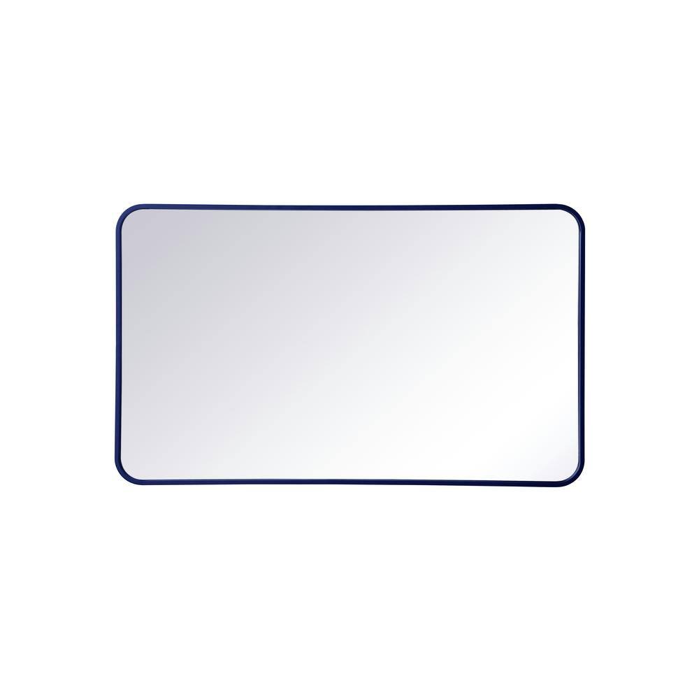 Timeless Home Blue Modern Soft Corner Rectangular Wall Mirror