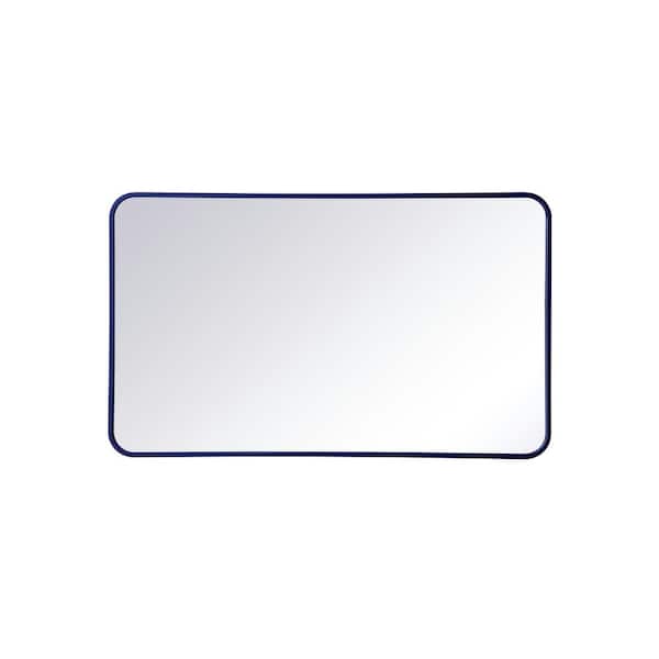 Unbranded Timeless Home 40 in. H x 24 in. W Blue Modern Soft Corner Rectangular Wall Mirror