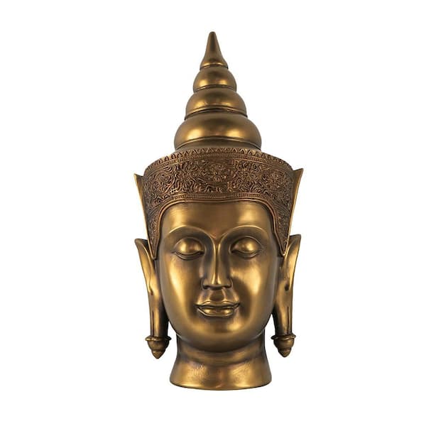 Luxury Quality Bronze Polyresin 7.5 in. x 14.2 in. Tranquil Wisdom Enlightenment Buddha Statue Head Decor