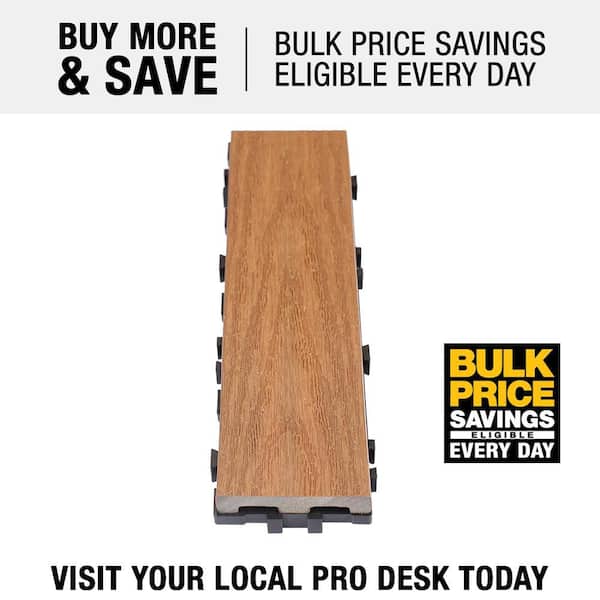 UltraShield Naturale 3 in. x 1 ft. Quick Composite Single Slat Deck Tile in Honduran Mahogany (4-Pieces per Box)