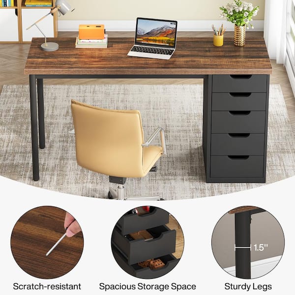 BYBLIGHT Havrvin 47 in. Rectangular Rustic Brown and Black 5 BYBLIGHT Havrvin 47 in. Rectangular Rustic Brown and Black 5