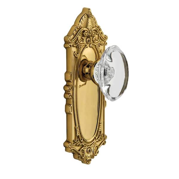 Unbranded Grandeur Polished Brass Double Dummy Grande Victorian Plate with Provence Crystal Knob