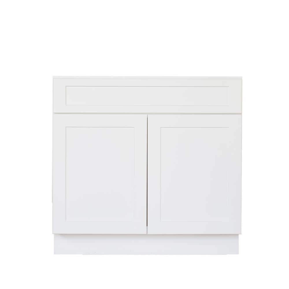 Bremen Ready to Assemble Shaker 24 in. W x 21 in. D x 34.5 in. H Vanity Cabinet with Two Doors Satin White -  Bremen Cabinetry, SW-V2421