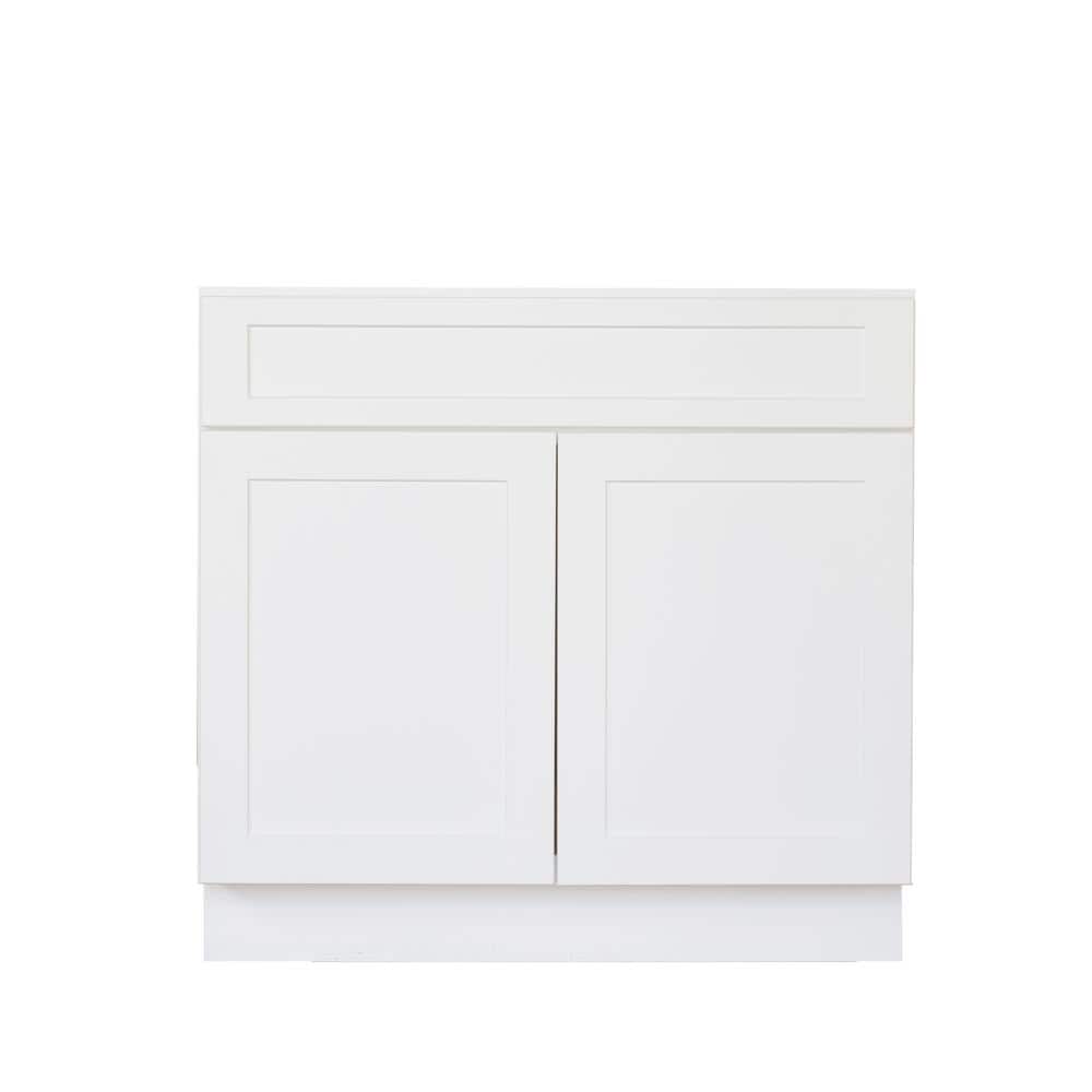 Bremen Cabinetry Bremen Shaker Ready to Assemble 27 x 34.5 x 24 in. Base Cabinet with 1-Drawer and 2-Door in White -  SW-B27