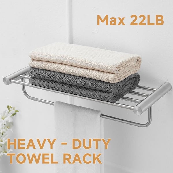 4-Piece Bath Hardware Set with 24 in. Towel Rack, Toilet Paper Holder and Towel Hook in Brushed Nickel