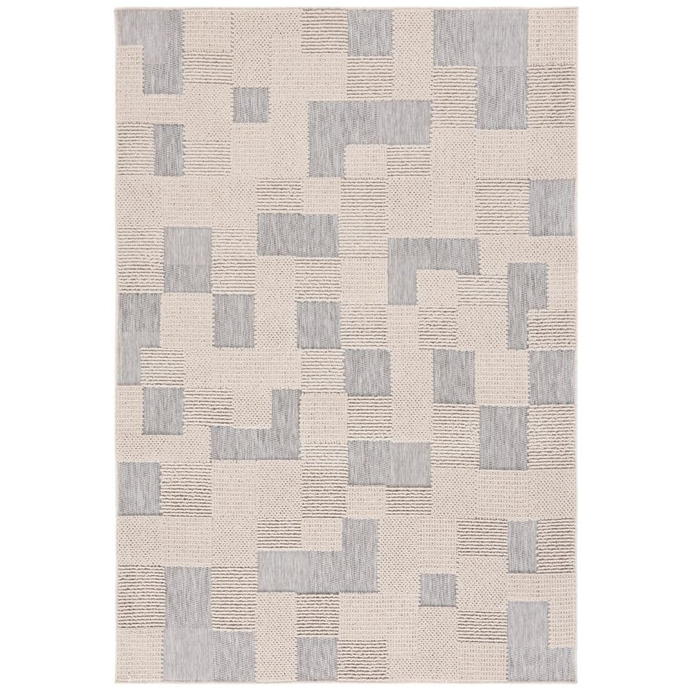 Gray Geometric 9' x 12' Synthetic Easy Care Rug