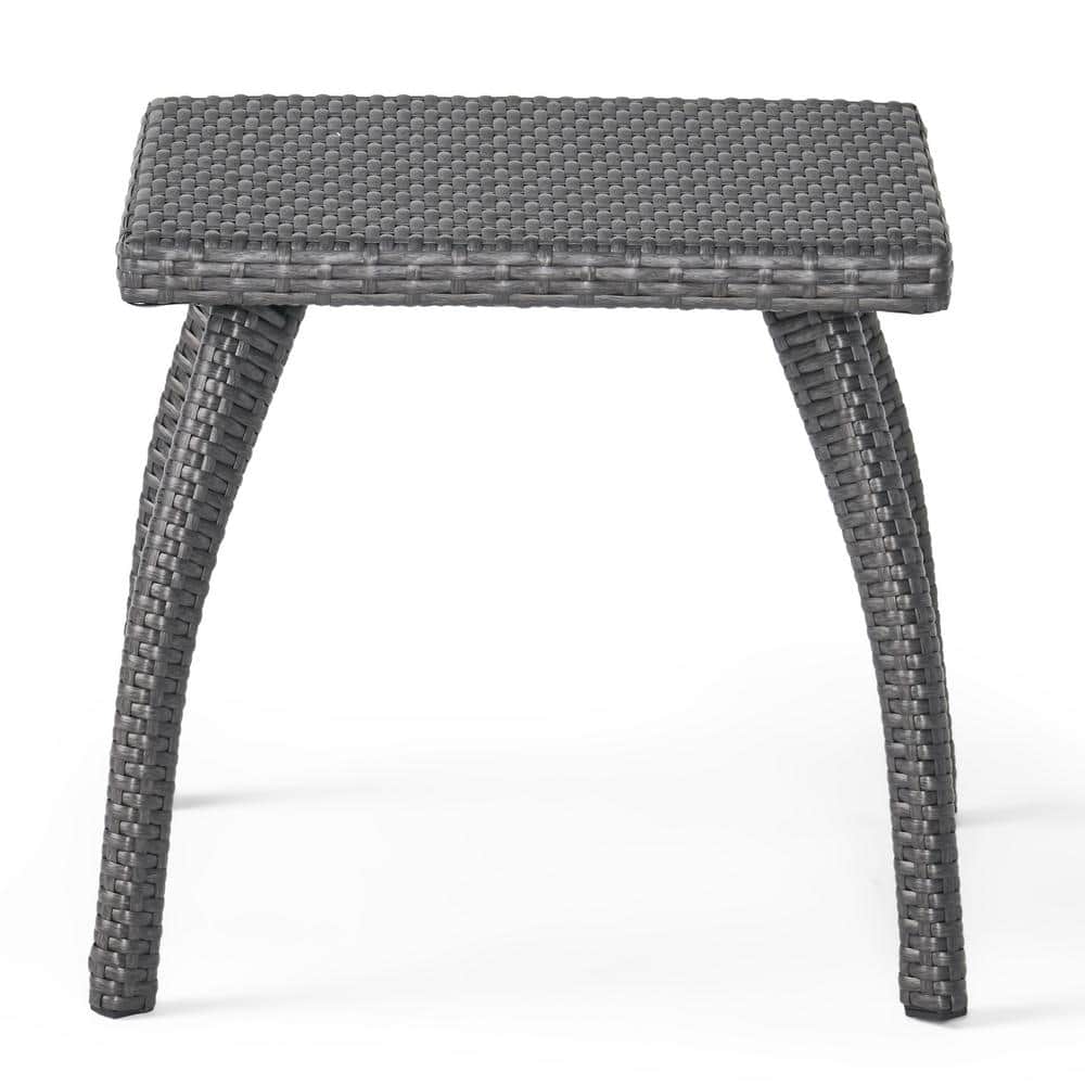 Noble House Honolulu Grey Faux Rattan Outdoor Accent Table 7637 The