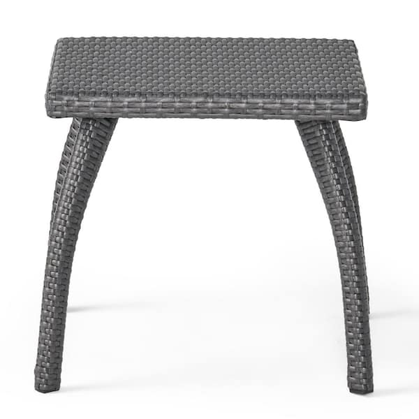Noble House Honolulu Grey Faux Rattan Outdoor Patio Accent Table