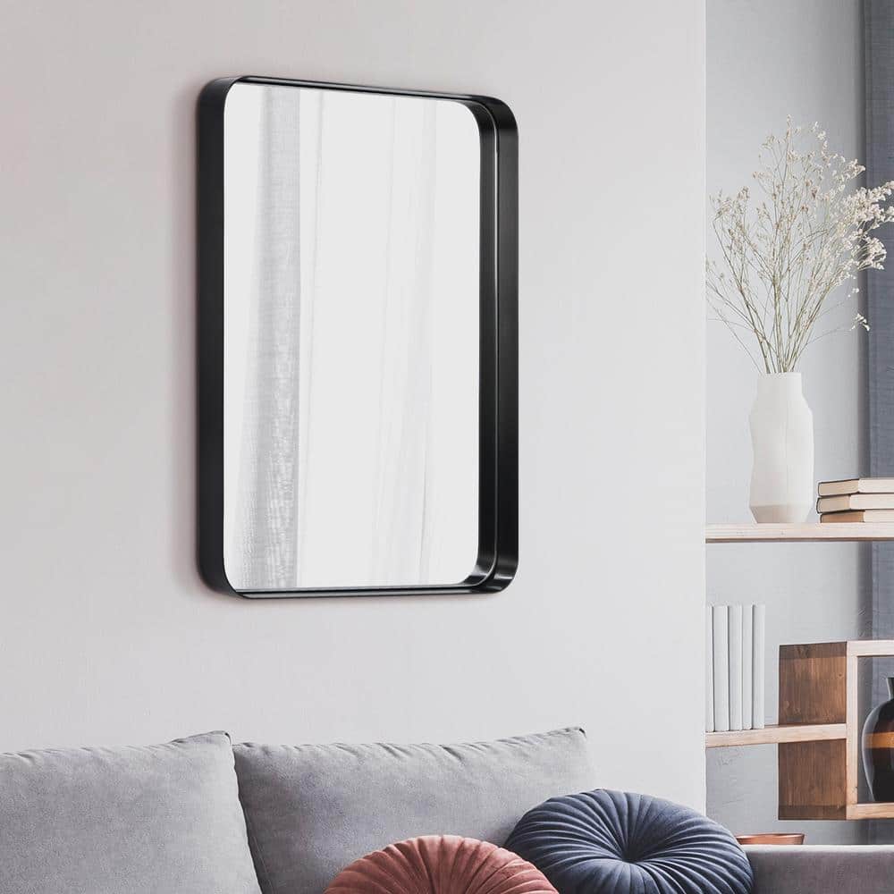 Sleek Black Stainless Steel Full-Length Mirror 22" x 30"