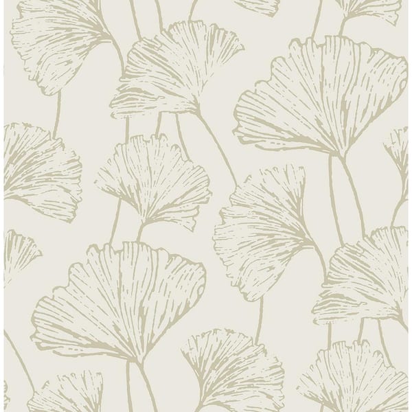 A-Street Prints 8 in. x 10 in. Reverie Grey Ginkgo Wallpaper Sample