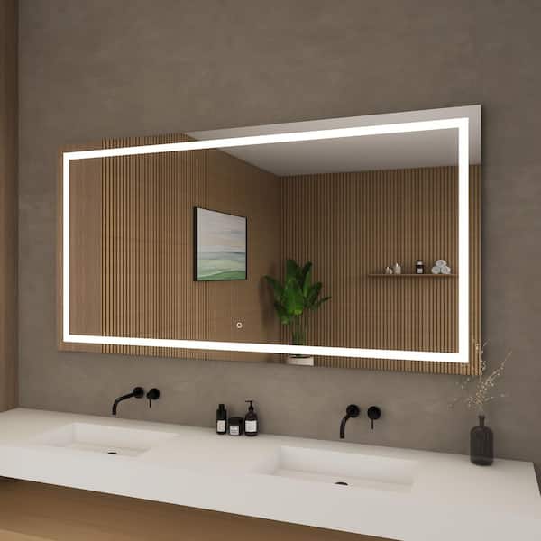 Lucia 70 in. W x 36 in. H Rectangular Frameless Anti-Fog LED Dimmable Wall Bathroom Vanity Mirror with Touch Sensor