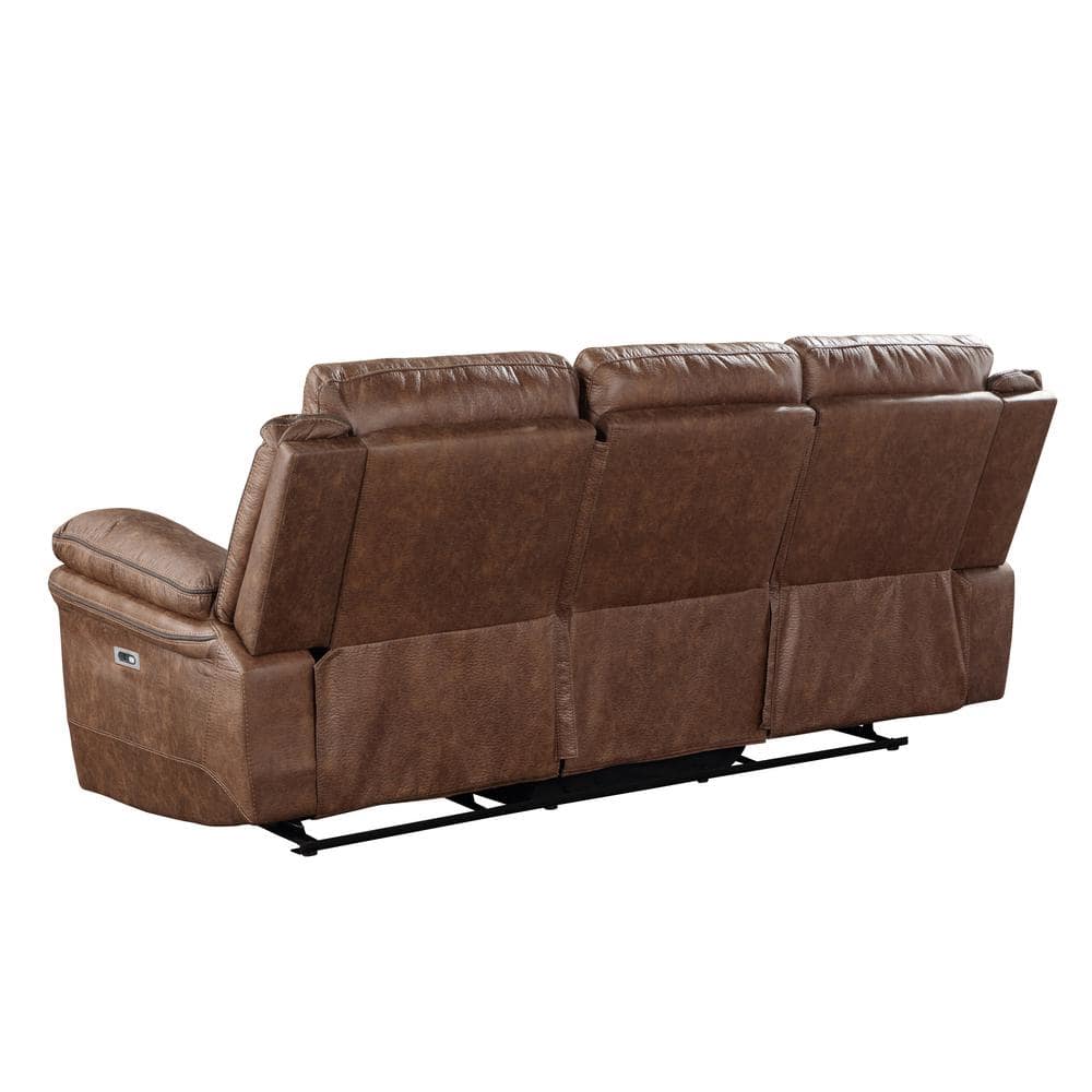 Ryland Brown Leather Power Reclining Sofa with Pillow-top Arms
