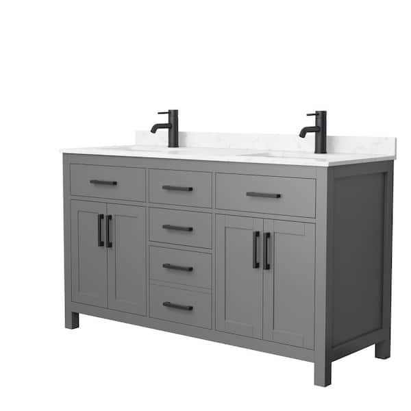 Wyndham Collection Beckett 60 in. W x 22 in. D x 35 in. H Double Sink