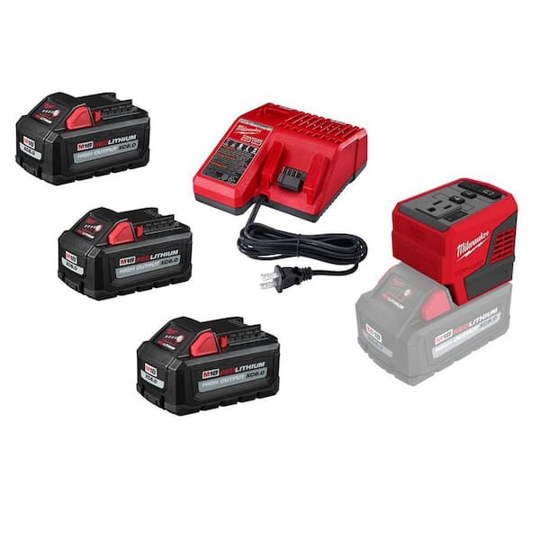 M18 18-Volt Lith-Ion 175-Watt Powered Compact Inverter for M18 Batteries w/ (3) Battery & Charger Kit