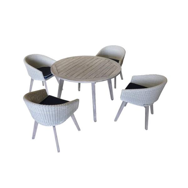 Courtyard Casual La Jolla Collection Teak Round Outdoor Dining Chair With Navy Cushions 5018 The Home Depot Courtyard Casual La Jolla Collection, La Jolla Outdoor Furniture