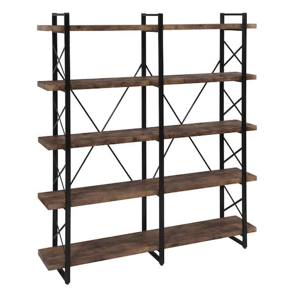 Unbranded 59 in. Wide Tiger Home Office 5-Tier Bookcase with Metal Frame