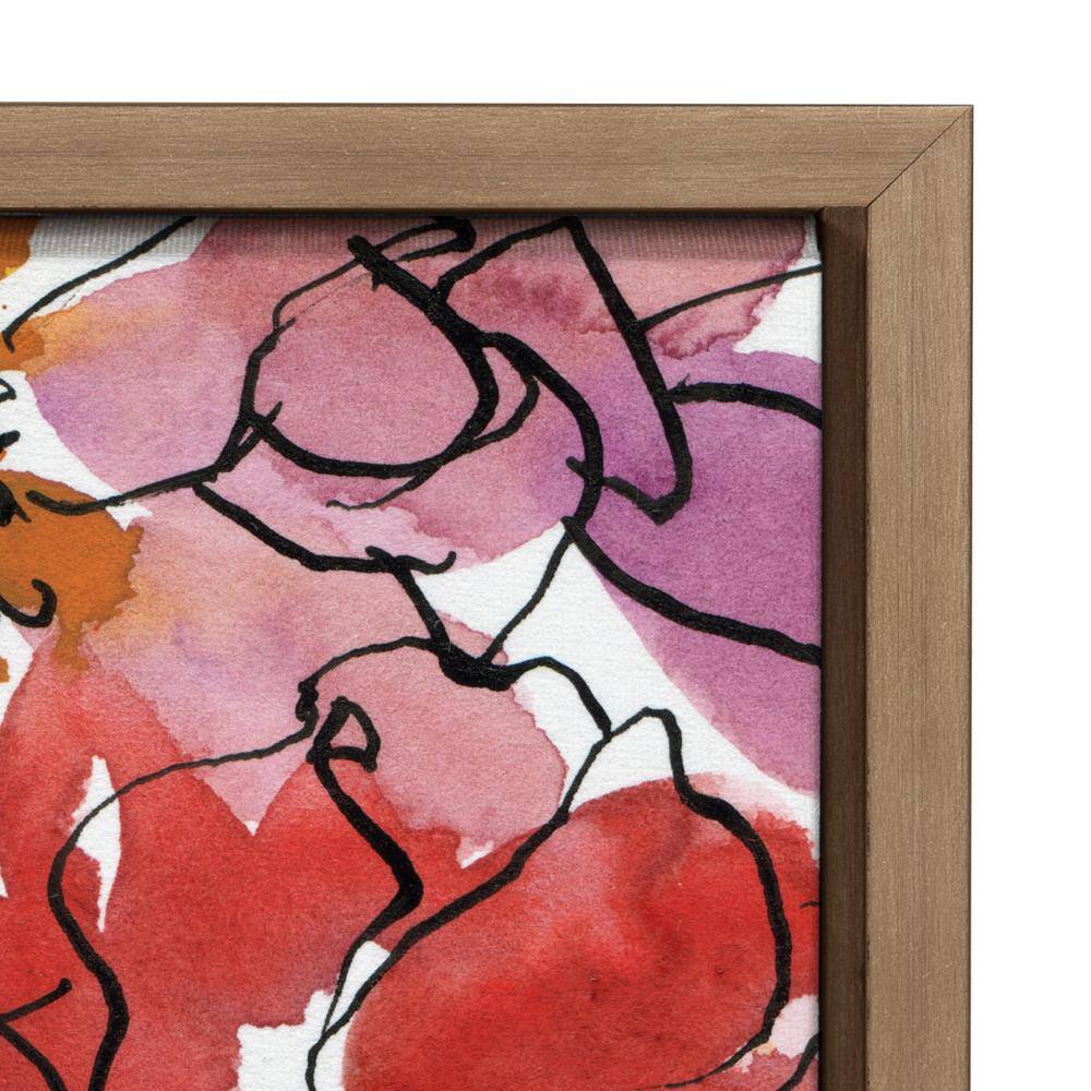 Colorful Floral Print on Canvas with Gold Frame, 23x33