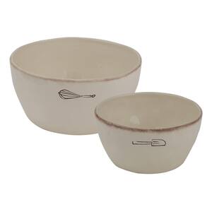 Villager 9 in. 48 fl. oz. White Ceramic Serving Bowls (Set of 2)