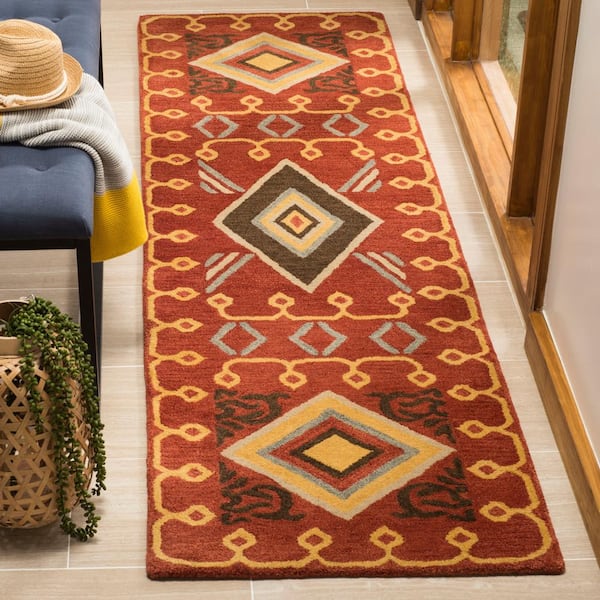 Heritage Red/Multi 2 ft. x 10 ft. Border Lodge Runner Rug