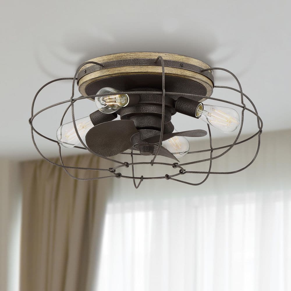Jaxon 22 in. Indoor/Outdoor Charred Iron Ceiling Fan with Dimmable LED Ligh