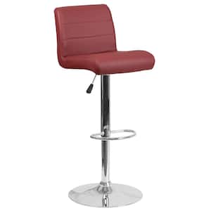 34.50 in. Adjustable Height Burgundy Cushioned Bar Stool