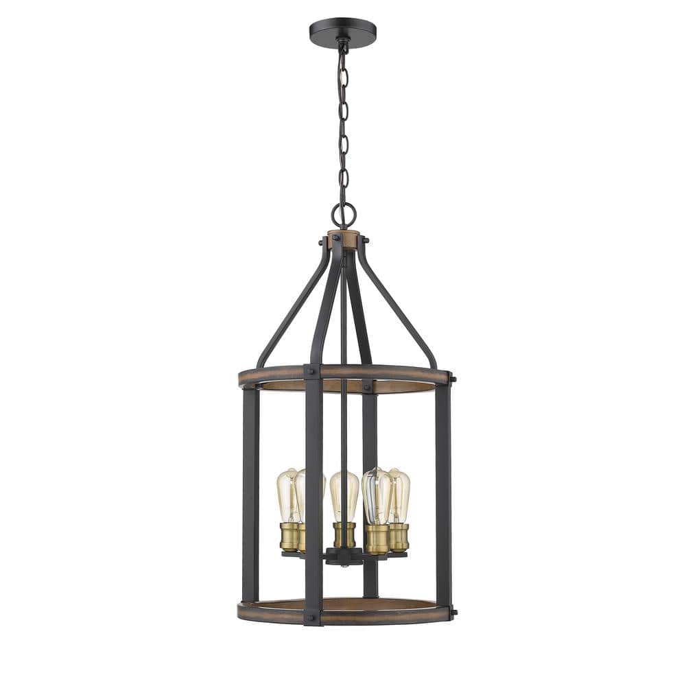 Kirkland Rustic Mahogany 31" Glass Drum LED Pendant Light