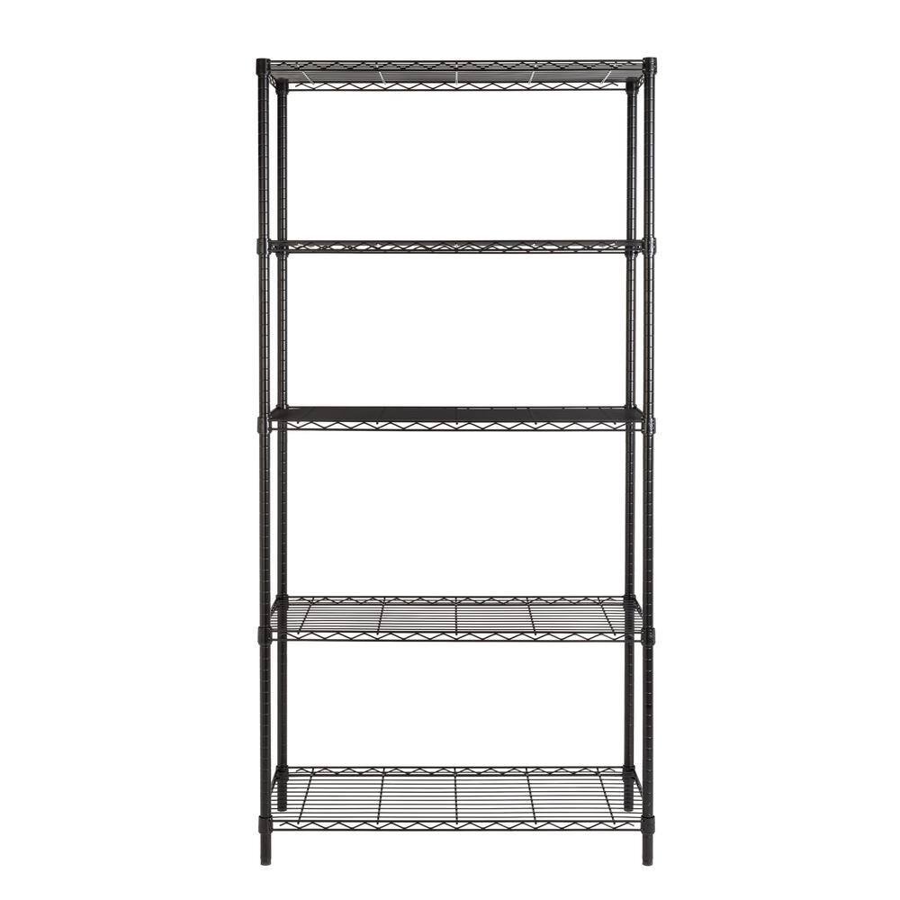 Honey-Can-Do 5-Tier Black Steel Adjustable Shelving Unit