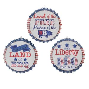 16.5 in. D Americana BBQ Bottle Tops Decorative Sign (Set of 3)