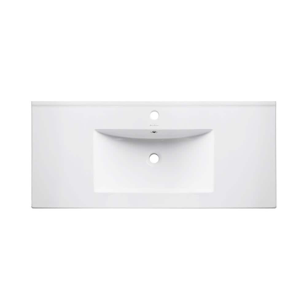 Pierre 36" Gold Stainless Steel Floating Bathroom Vanity with Glossy White Ceramic Sink