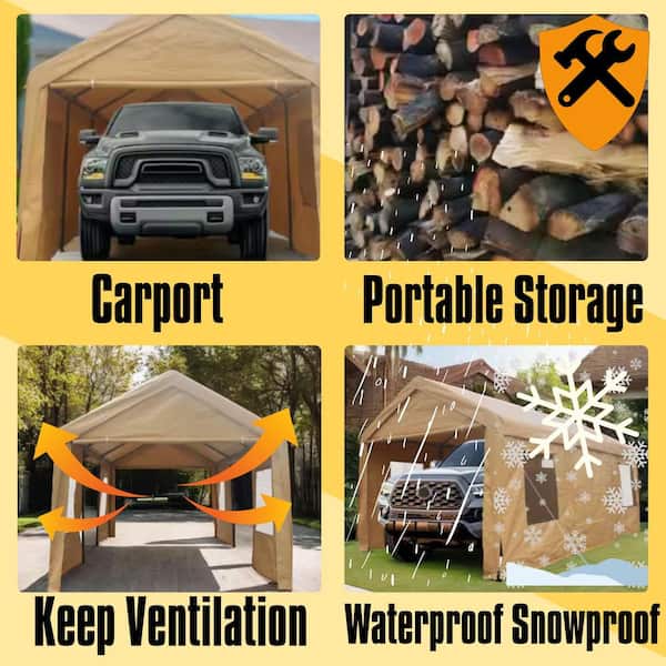 10 ft. x 20 ft. Heavy-Duty Outdoor Car Canopy Carport Portable Garage