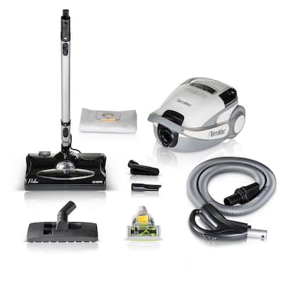White TerraVac 5-Speed Quiet Canister Vacuum Cleaner with Sealed HEPA Filter