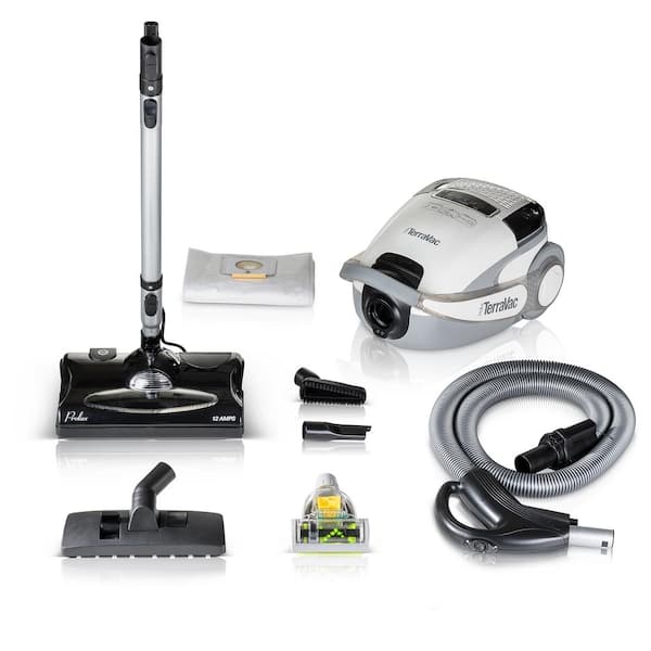 Prolux White TerraVac 5-Speed Quiet Canister Vacuum Cleaner with Sealed HEPA Filter