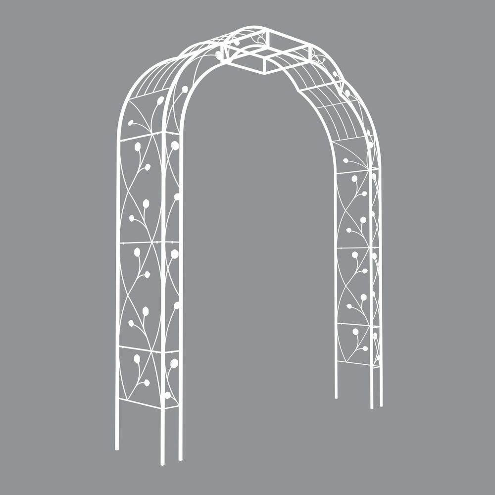 74.4 in. x 98.4 in. Metal Garden Arch Garden Arbor Trellis Climbing Plants Support Rose Arch Outdoor Arch Cream White price history on PriceWatchPro