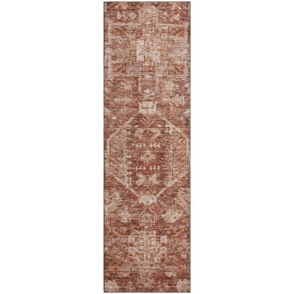 Mayfield Premium Machine Washable Abstract AMF2356 Paprika 2 ft. x 7 ft. Runner Rug