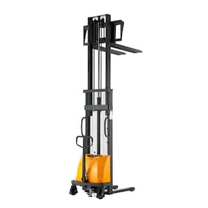 3300 lbs. Fixed Legs Semi Electric Stacker 118 in. Lift Height Walkie Stacker with Adjustable Forks