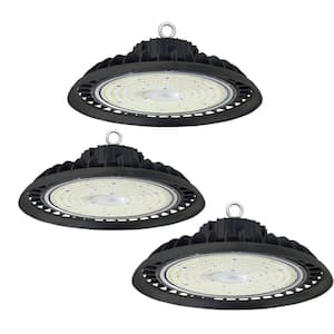 11 in. 450-Watt Equivalent Integrated LED 0-10V Dimmable Black UFO High Bay Light 5000K for Workshop, ETL Listed 3 Pack