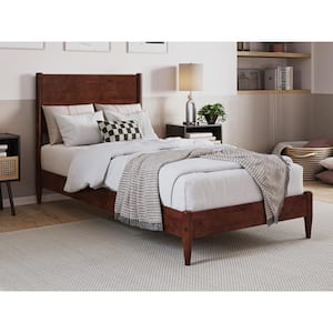 Pasadena Walnut Brown Solid Wood Frame Twin XL Low Profile Platform Bed