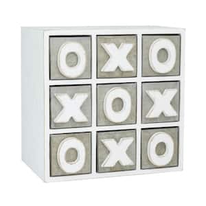 White Wood Traditional Tic Tac Toe Cabinet