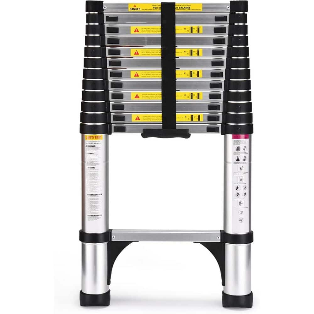 12.5 ft. Aluminum Telescoping Attic Ladder 330 lb. Load Capacity with 2 Triangle Stabilizers for RV or Outdoor Work price history on PriceWatchPro